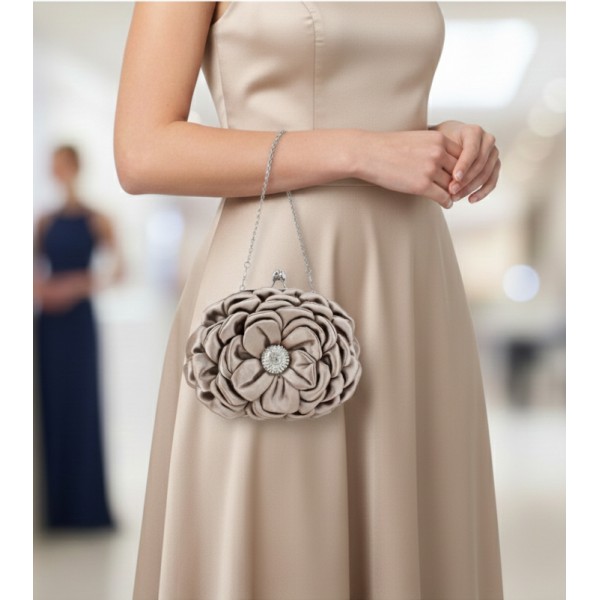 Evening Bag -  Rosettes - Beige - BG-92214BEI